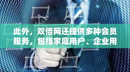 此外，双倍网还提供多种会员服务，包括家庭用户、企业用户以及个人用户，适合不同的人群需求。如果你需要更安全的VPN服务，双倍网也是值得推荐的选择