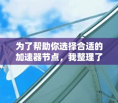 为了帮助你选择合适的加速器节点，我整理了以下几点建议，供你参考