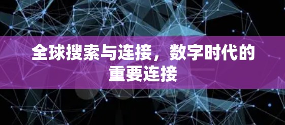 全球搜索与连接，数字时代的重要连接
