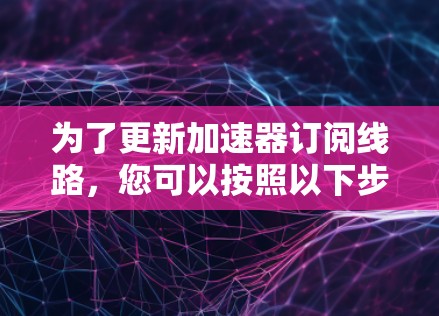 为了更新加速器订阅线路，您可以按照以下步骤操作