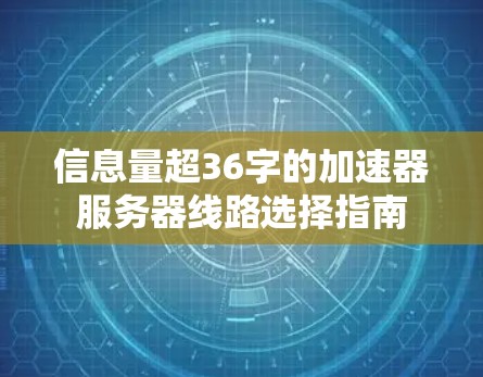 信息量超36字的加速器服务器线路选择指南