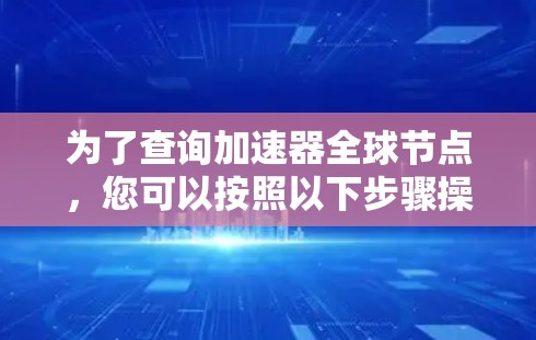 为了查询加速器全球节点，您可以按照以下步骤操作